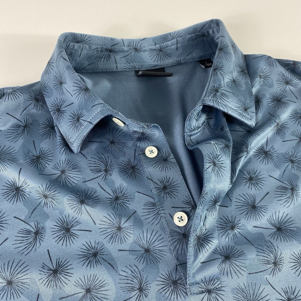 Dunning Golf Polo Shirt Mens Large Fragment Blue Floral Boswell Jersey UPF 50+